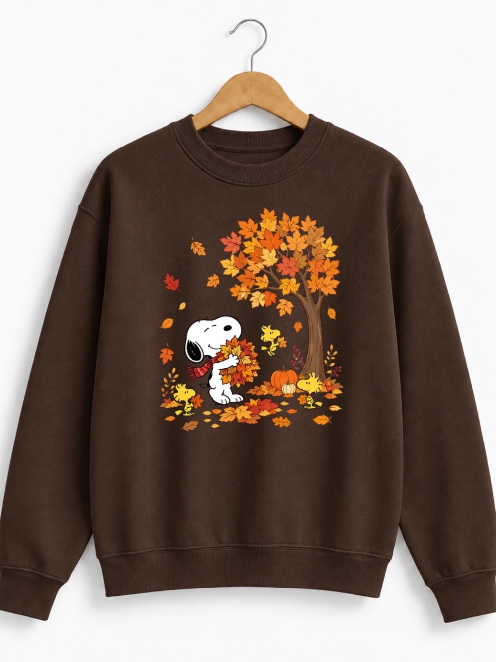 Dark Chocolate Snoopy Autumn Leaves Sweatshirt